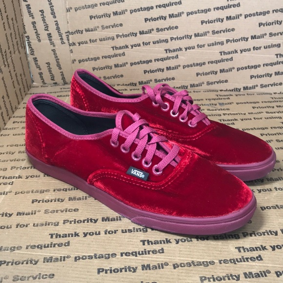 vans red velvet shoes